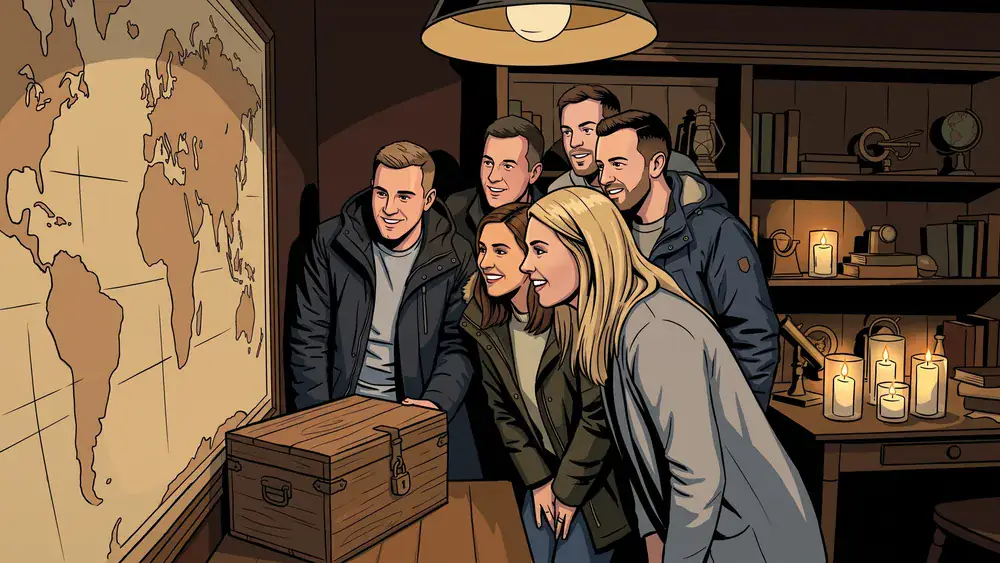 Escape Room in Berlin - Erwachsene lösen gemeinsam Rätsel in einem thematisch gestalteten Raum