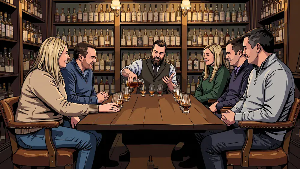 Whisky-Tasting in Berlin - Erwachsene verkosten mehrere Drams in einem Whisky-Pub