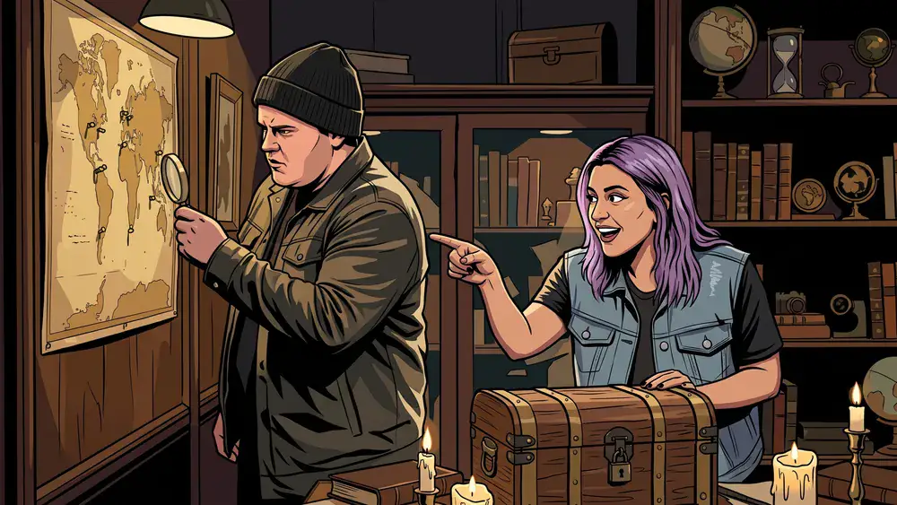 Escape Room in Berlin – Zwei Personen lösen gemeinsam Rätsel in einem thematisch gestalteten Raum