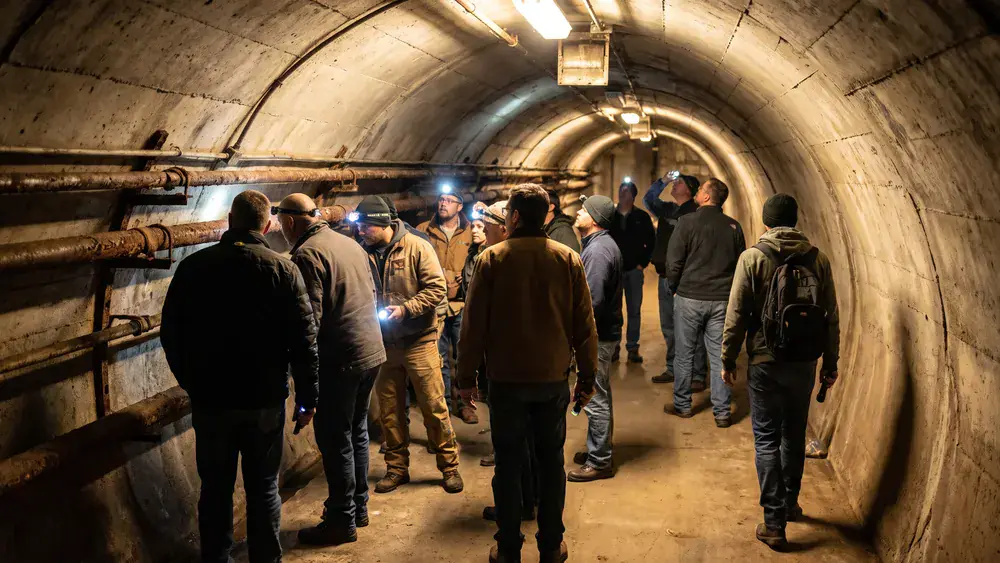 Berliner Unterwelten – Kollegen erkunden als Gruppe mit Stadtführerin einen Weltkriegs-Bunker unter Gesundbrunnen