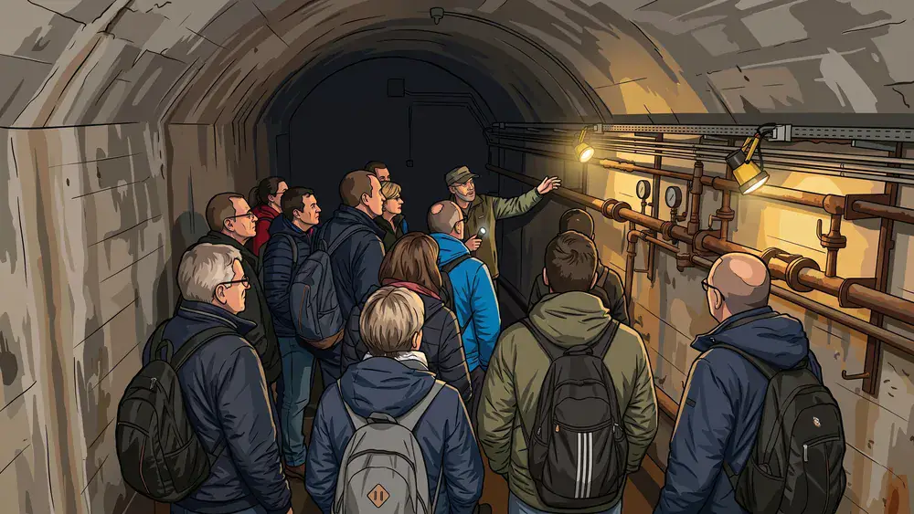 Berliner Unterwelten – Team erkundet mit Stadtführerin einen Weltkriegs-Bunker unter Berlin