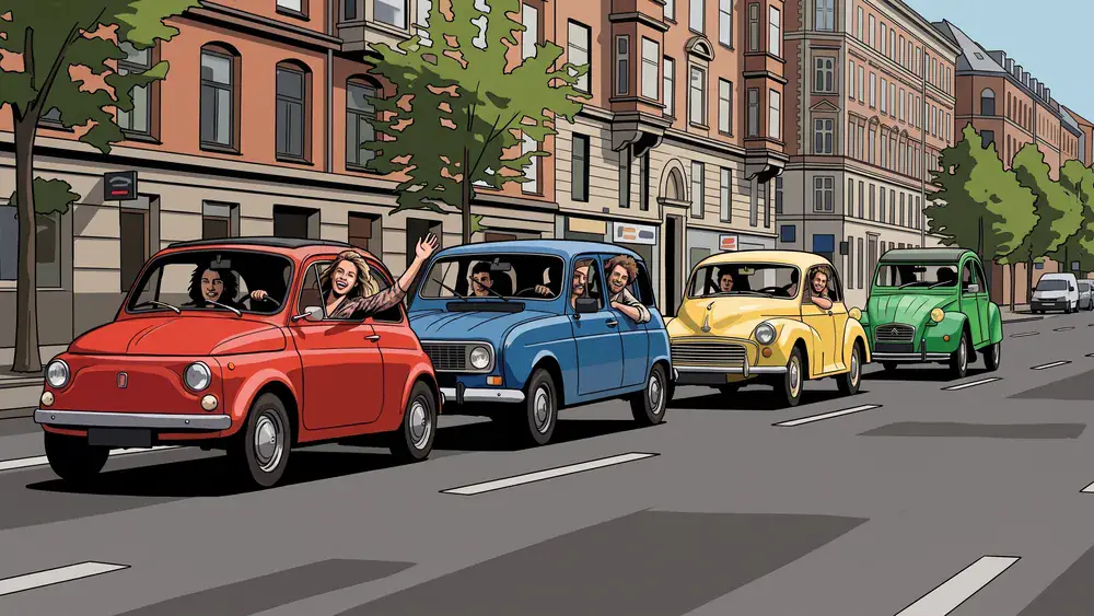 Trabi-Safari in Berlin – JGA-Gruppe fährt im Konvoi kleiner Oldtimer durch die Stadt