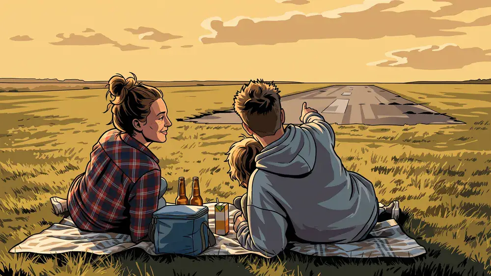 Tempelhofer Feld in Berlin – Familie picknickt auf dem ehemaligen Flugfeld