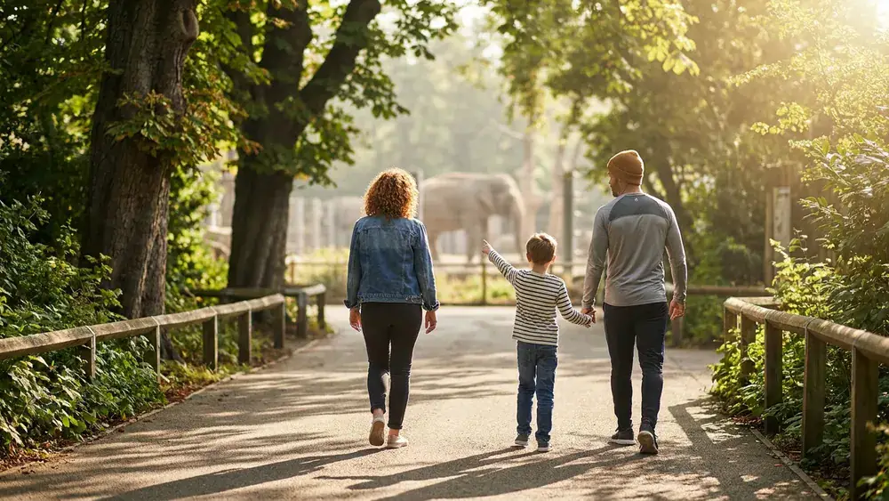 Zoo Berlin – Familie spaziert an einem Sonntagmorgen durch den Zoo