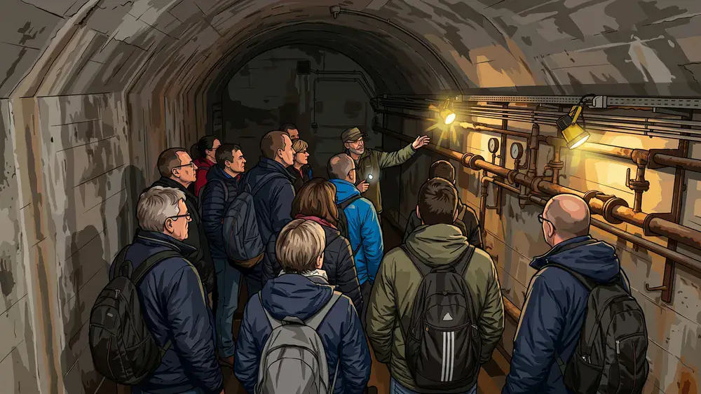 Berliner Unterwelten – Team erkundet mit Stadtführerin einen Weltkriegs-Bunker unter Berlin