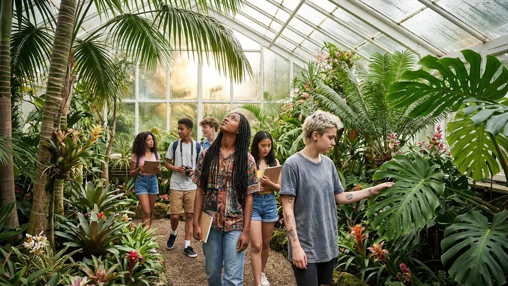 Botanischer Garten Berlin – Schulklasse erkundet das tropische Gewächshaus