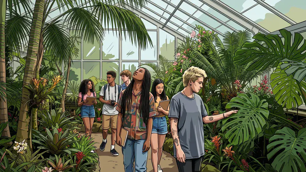 Botanischer Garten Berlin – Schulklasse erkundet das tropische Gewächshaus