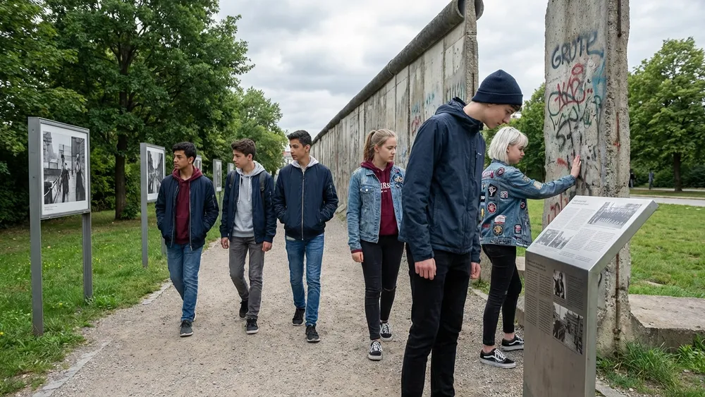 Gedenkstätte Berliner Mauer – Schulklasse erkundet die Ausstellung an der Bernauer Straße