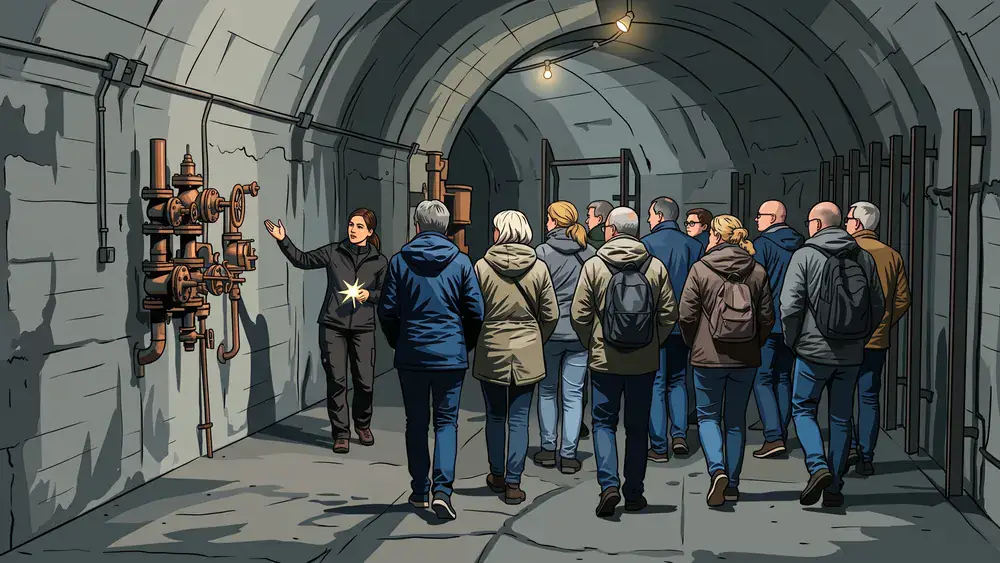 Berliner Unterwelten – Kollegen erkunden mit Stadtführerin einen Weltkriegs-Bunker unter Berlin