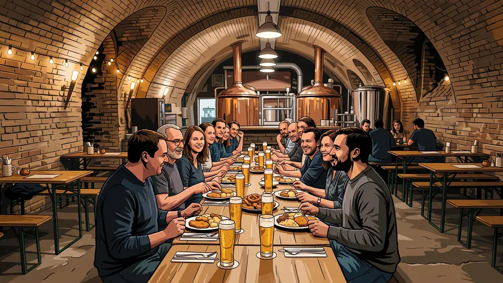 Brauerei Lemke Berlin – Kollegen feiern bei Craft Beer unter den S-Bahnbögen am Hackeschen Markt