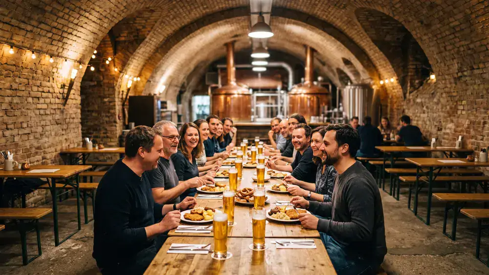 Brauerei Lemke Berlin – Kollegen feiern bei Craft Beer unter den S-Bahnbögen am Hackeschen Markt