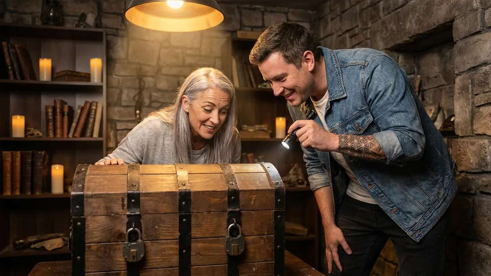 Escape Room in Bielefeld – Zwei Personen lösen gemeinsam Rätsel in einem thematisch gestalteten Raum
