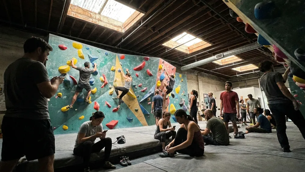 Bouldern in Bielefeld – Gruppe klettert gemeinsam in der Center of Gravity Halle in Eckardtsheim