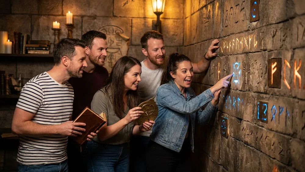 Escape Room in Bielefeld – Team aus 5 Personen löst gemeinsam Rätsel bei X-it-Adventures in Sennestadt