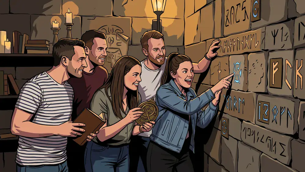 Escape Room in Bielefeld – Team aus 5 Personen löst gemeinsam Rätsel bei X-it-Adventures
