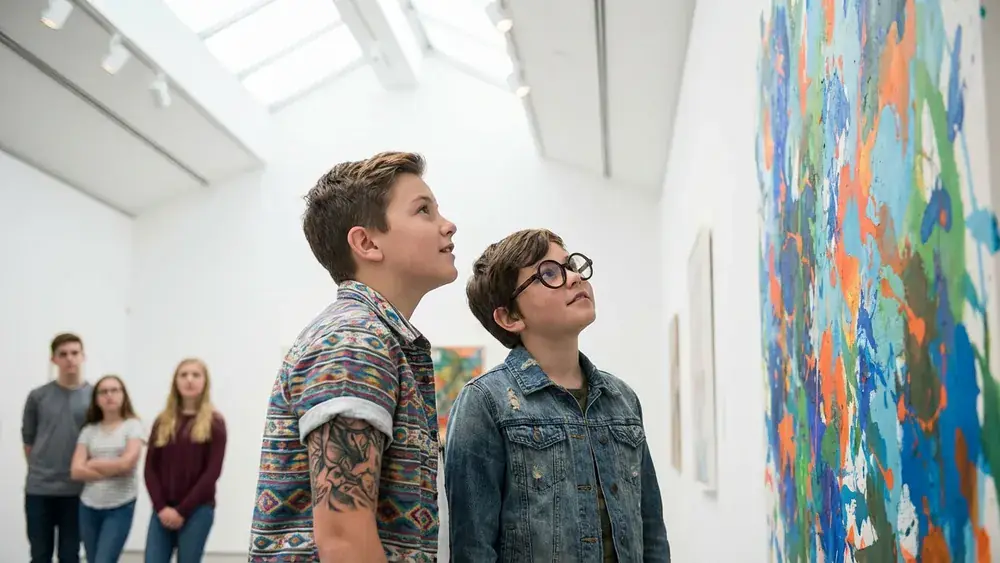 Kunsthalle Bielefeld – Schulklasse betrachtet moderne Kunst in der Galerie