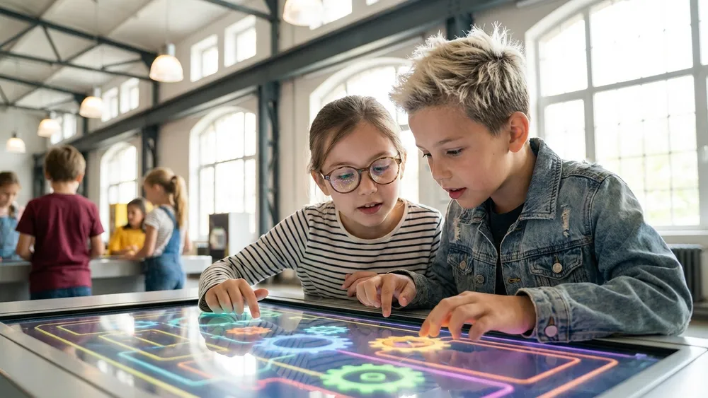 Wissenswerkstadt Bielefeld – Schüler experimentieren an einer interaktiven Station