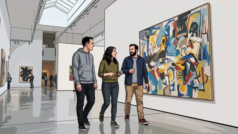 Kunsthalle Bielefeld – Kollegen betrachten zur Weihnachtsfeier moderne Kunst in der Galerie
