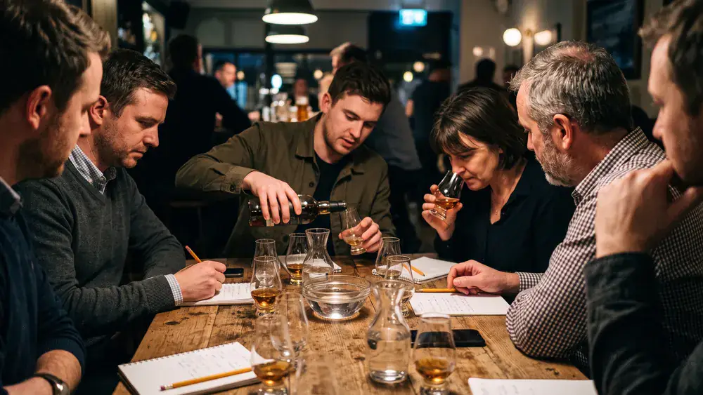 Whisky Tasting in Bielefeld – kleine Kollegenrunde verkostet zur Weihnachtsfeier am Abend gemeinsam mehrere Whiskys