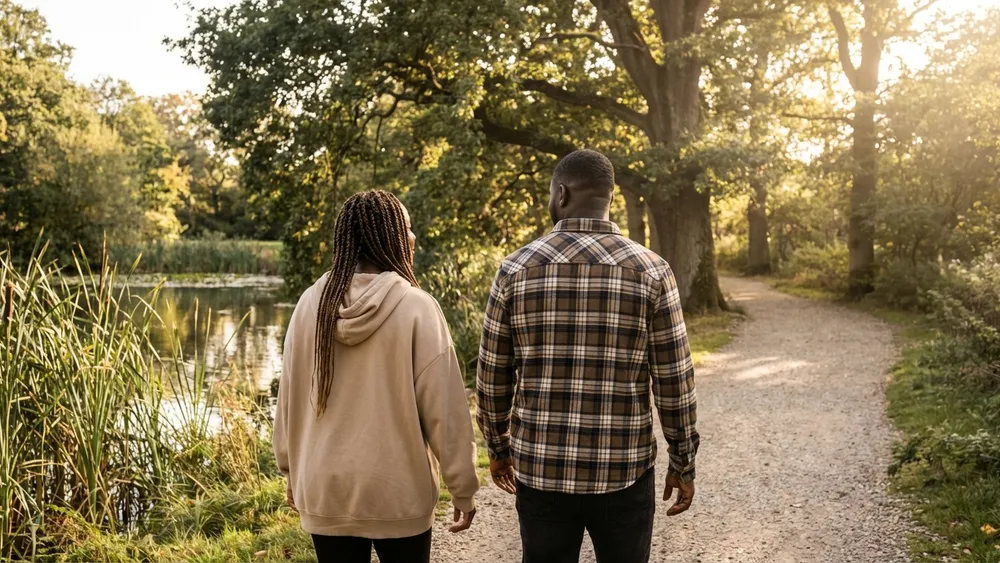 Riddagshausen in Braunschweig – zwei Personen spazieren durch das Naturschutzgebiet
