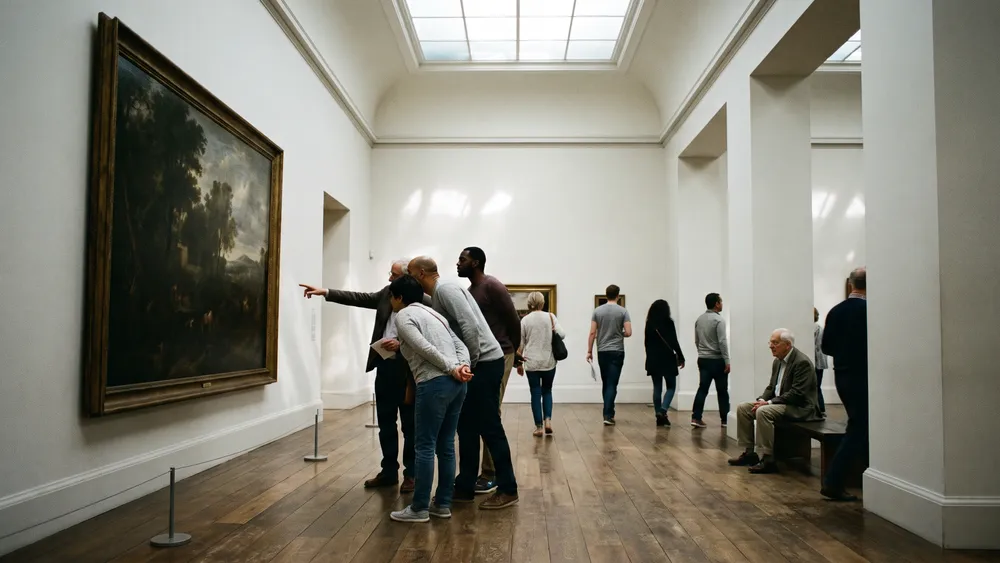 Herzog Anton Ulrich-Museum in Braunschweig – Kollegen betrachten ein Gemälde in heller Galerie