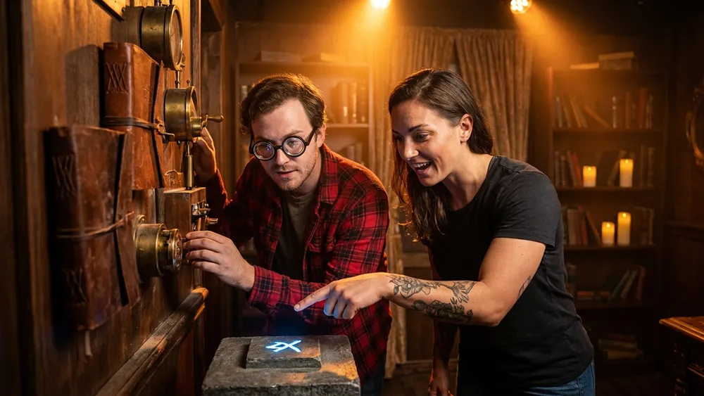 Escape Room in Braunschweig – Team aus mehreren Personen löst gemeinsam Rätsel in einem thematisch gestalteten Raum
