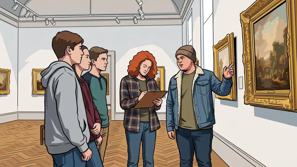 Herzog Anton Ulrich-Museum in Braunschweig – Schüler betrachten Gemälde in einer klassischen Museumsgalerie