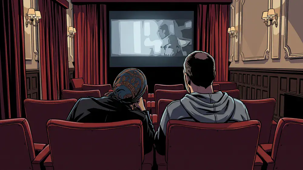 Schauburg Kino in Dortmund – Zwei Personen sitzen in einem stilvollen Vintage-Programmkino