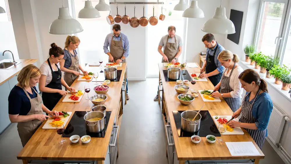 Kochkurs in Dortmund – Kollegen kochen gemeinsam ein 4-Gänge-Menü in einer Kochschule