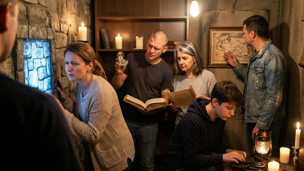 Escape Room in Dortmund – Gruppe löst gemeinsam Rätsel in einem thematisch gestalteten Raum