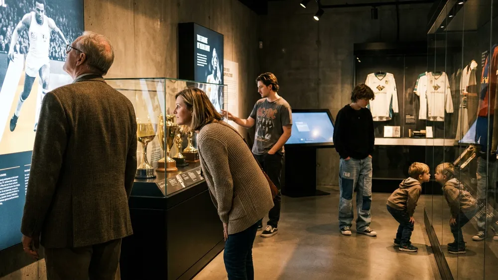 Deutsches Fußballmuseum in Dortmund – Gruppe schaut sich die interaktive Ausstellung an
