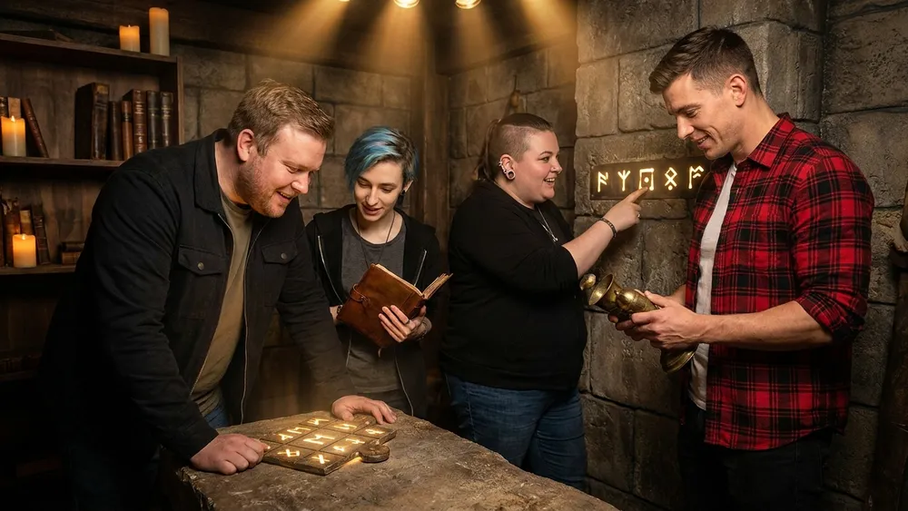 Escape Room in Dortmund - Erwachsene lösen gemeinsam Rätsel in einem thematisch gestalteten Raum