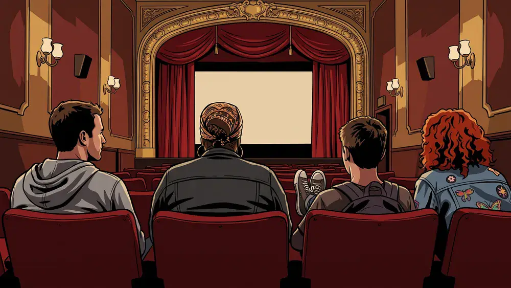 Schauburg Kino in Dortmund – Gruppe sitzt in einem stilvollen Vintage-Programmkino