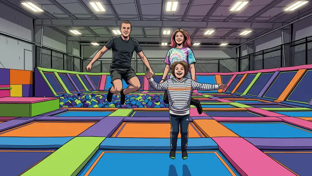 Superfly Dortmund – Kinder und Jugendliche springen auf Trampolinen in einem bunten Indoor-Park