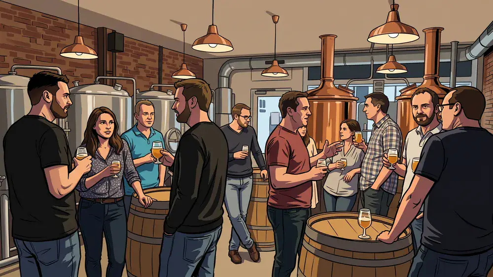 Bergmann Brauerei in Dortmund – Kollegen bei einer Bierverkostung in der Handwerksbrauerei