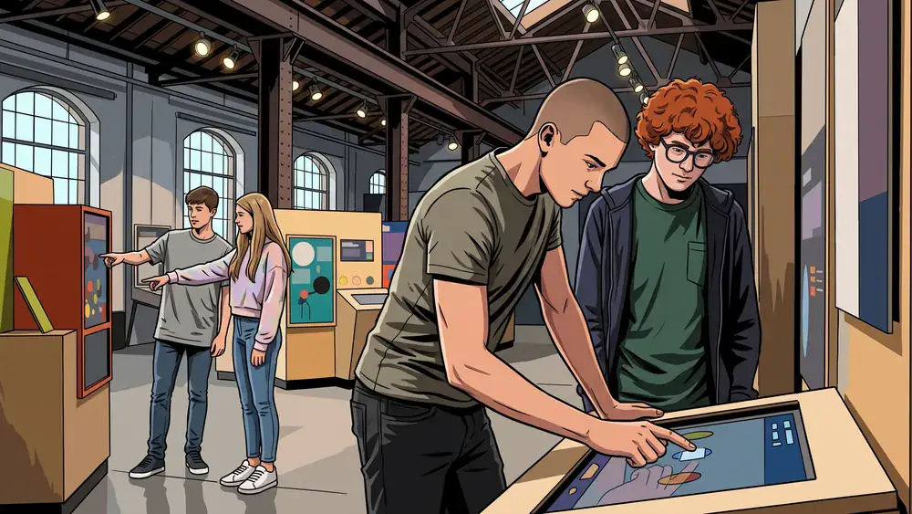 DASA Arbeitswelt Ausstellung in Dortmund – Schüler erkunden interaktive Stationen in der großen Ausstellungshalle