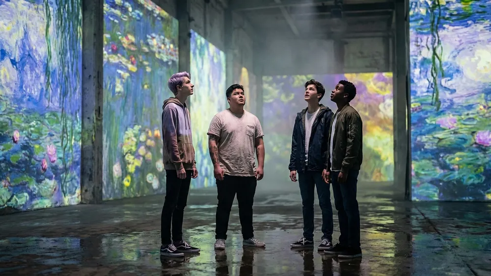 Phoenix des Lumières in Dortmund – Schüler stehen staunend in der immersiven Kunstprojektion