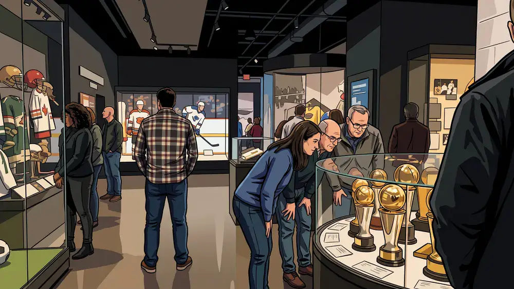 Deutsches Fußballmuseum in Dortmund – Kollegen schauen sich die interaktive Ausstellung an