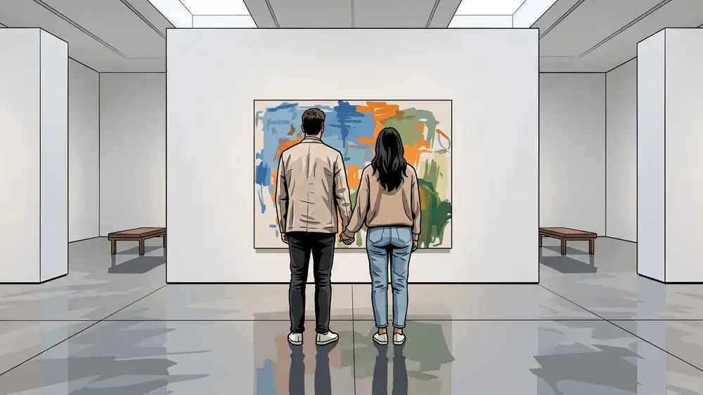 Kunstpalast Museum in Düsseldorf – Besucher in der Ausstellungshalle am Ehrenhof