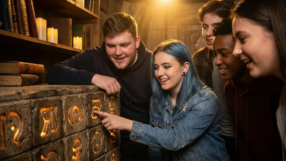 Escape Room in Düsseldorf – Schüler lösen gemeinsam Rätsel in einem thematisch gestalteten Raum