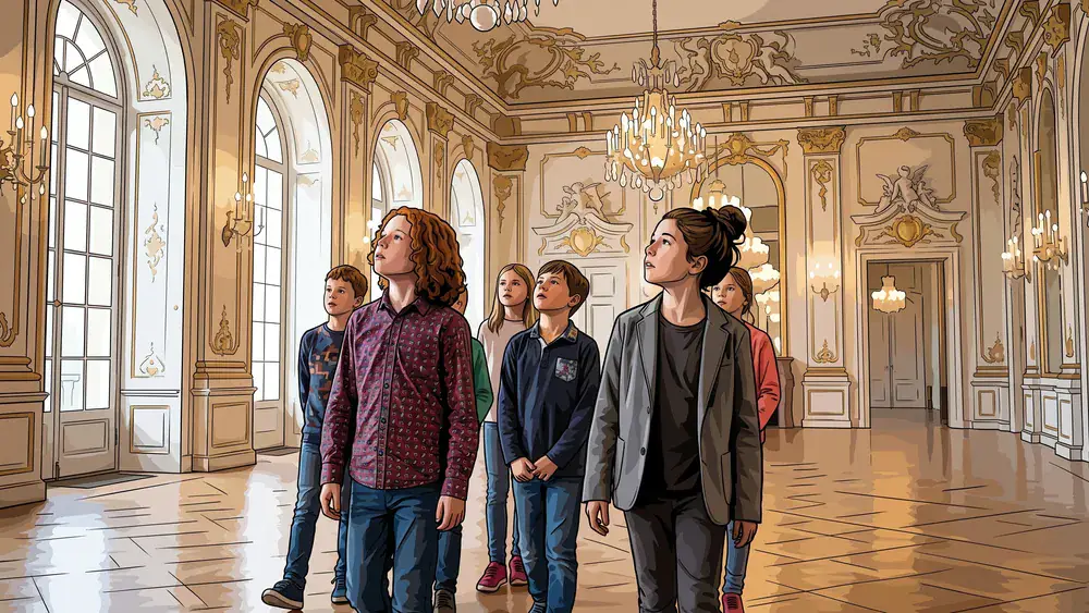 Schloss Benrath in Düsseldorf – Schüler bestaunen die barocke Innenausstattung des Schlosses
