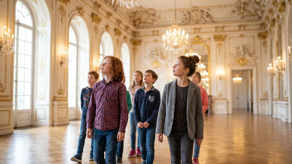 Schloss Benrath in Düsseldorf – Schüler bestaunen die barocke Innenausstattung des Schlosses