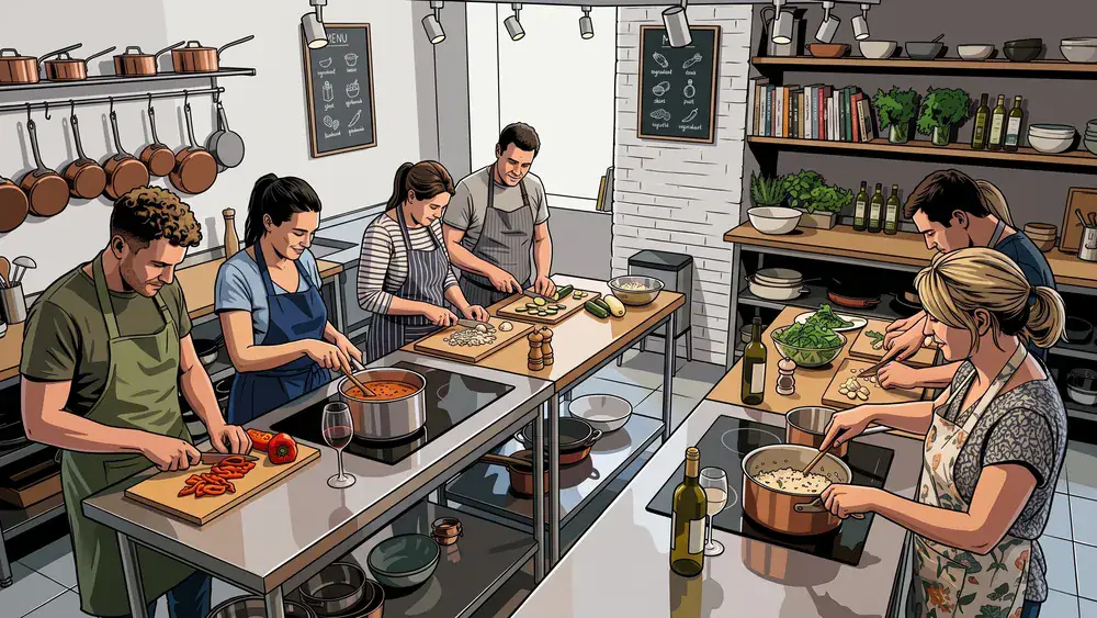 Kochkurs in Düsseldorf – Kollegen kochen gemeinsam ihr Weihnachtsmenü im Kochatelier