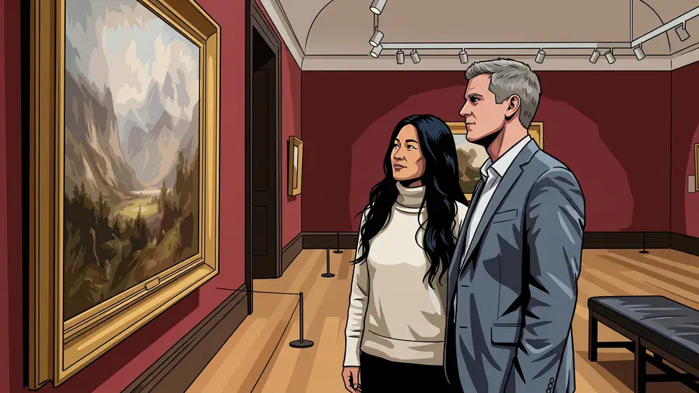 Hamburger Kunsthalle – Zwei Personen betrachten ein Romantik-Gemälde im Galerieraum