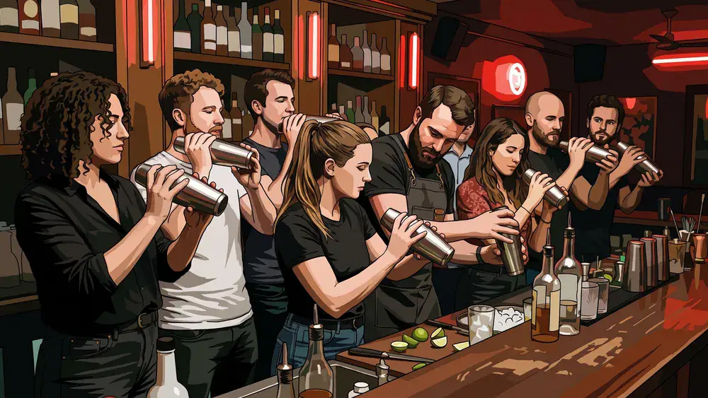 Cocktailkurs in Hamburg – JGA-Runde mixt eigene Drinks hinter der Bartheke