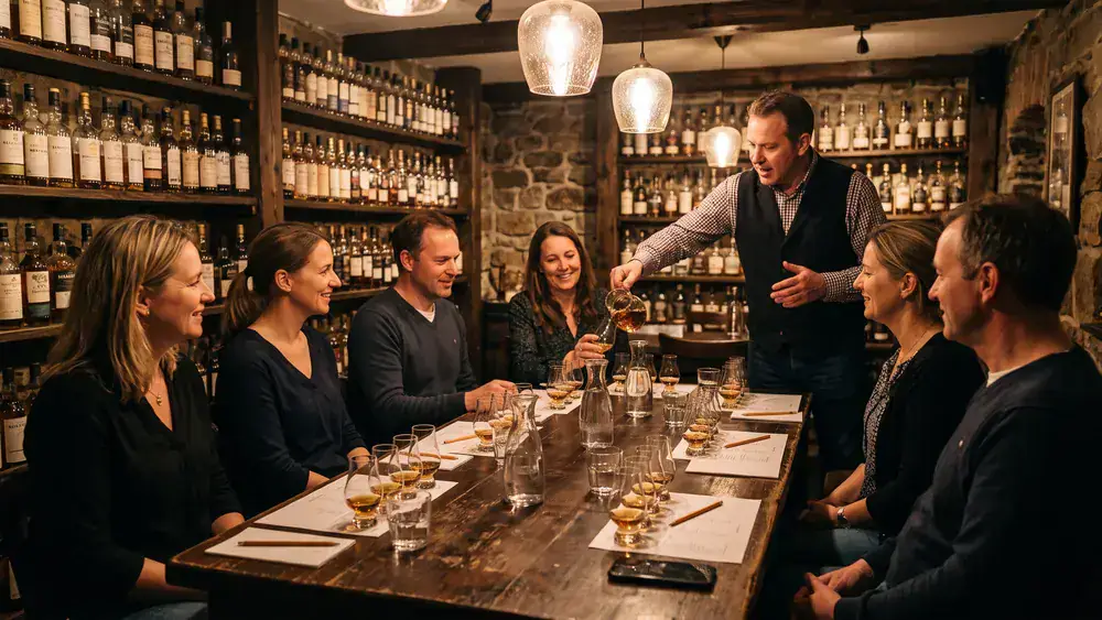 Whisky-Tasting in Hamburg - kleine Kollegenrunde verkostet unter Anleitung verschiedene Whiskys