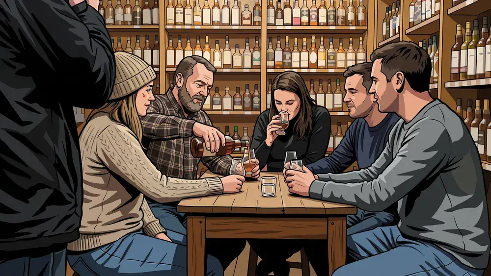 Whisky-Tasting in Hannover – Gruppe verkostet Single Malts unter Anleitung am Tisch