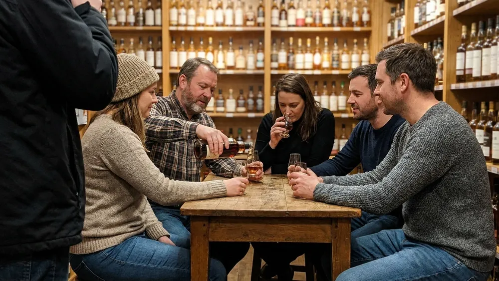 Whisky-Tasting in Hannover – Gruppe verkostet Single Malts unter Anleitung am Tisch