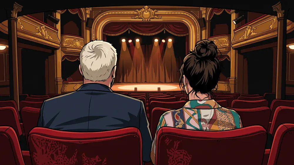 GOP Varieté in Hannover – Zwei Personen sitzen im historischen Theatersaal mit Blick auf die Bühne