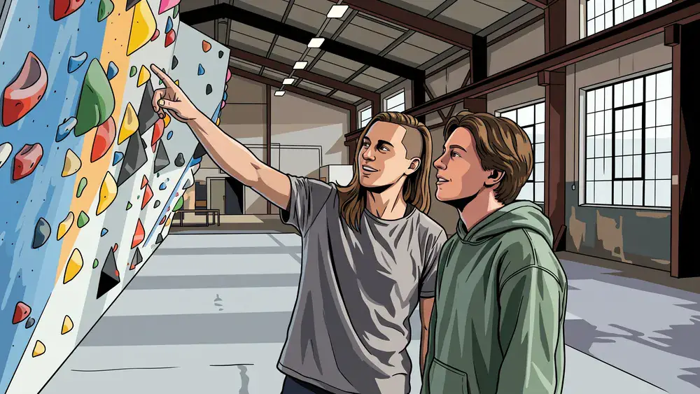 BETA Boulderhalle in Hannover – Team bouldert in einer großen Halle im umgebauten Güterbahnhof